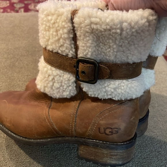 Ugg Blayre II Womens Leather Sherpa Boots Size 6 Winter Brown Zip 1008220 (TD) - Picture 6 of 12